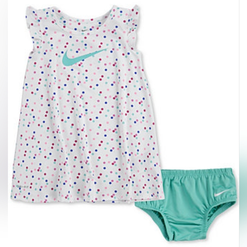 Like Nike Multicolored Polka Dot Dress & Bloomer 2 Piece Set 18 Months